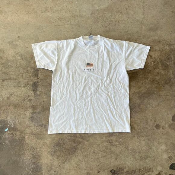 1990s Fossil Y2k Tee Mens size M American Flag - Picture 1 of 3